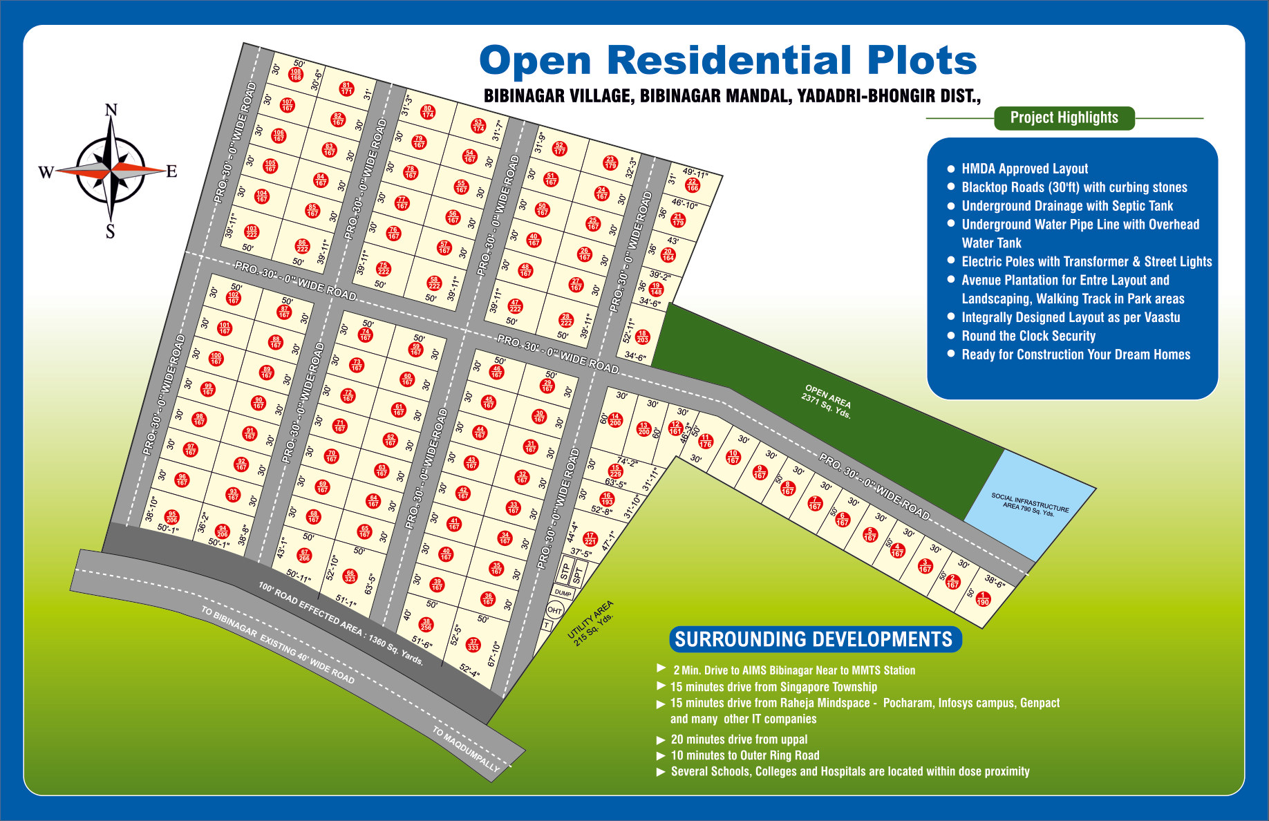 SLB Developers HMDA approved residential plots Bibinagar